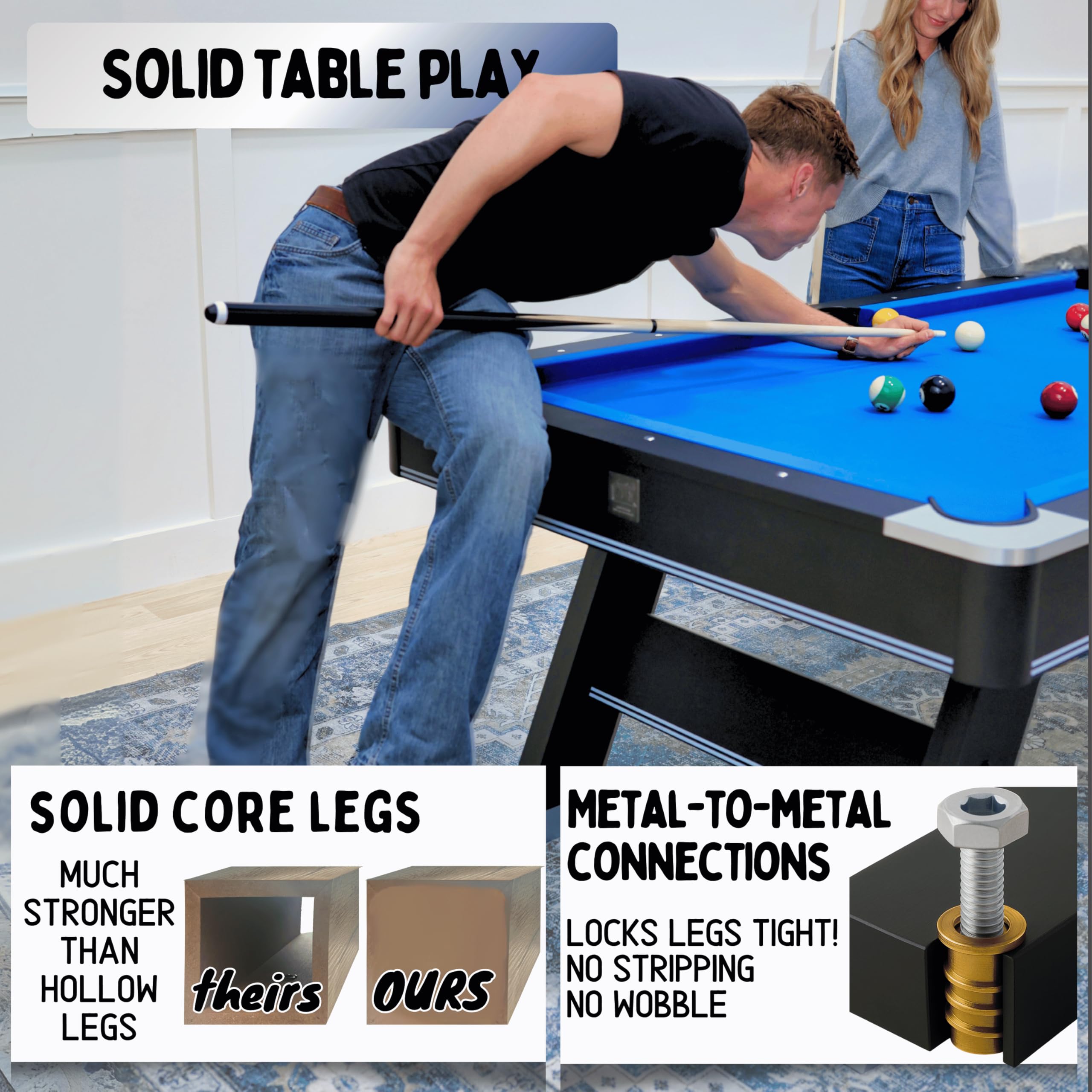 7 ft Multi-Game Table Billiards and Table Tennis