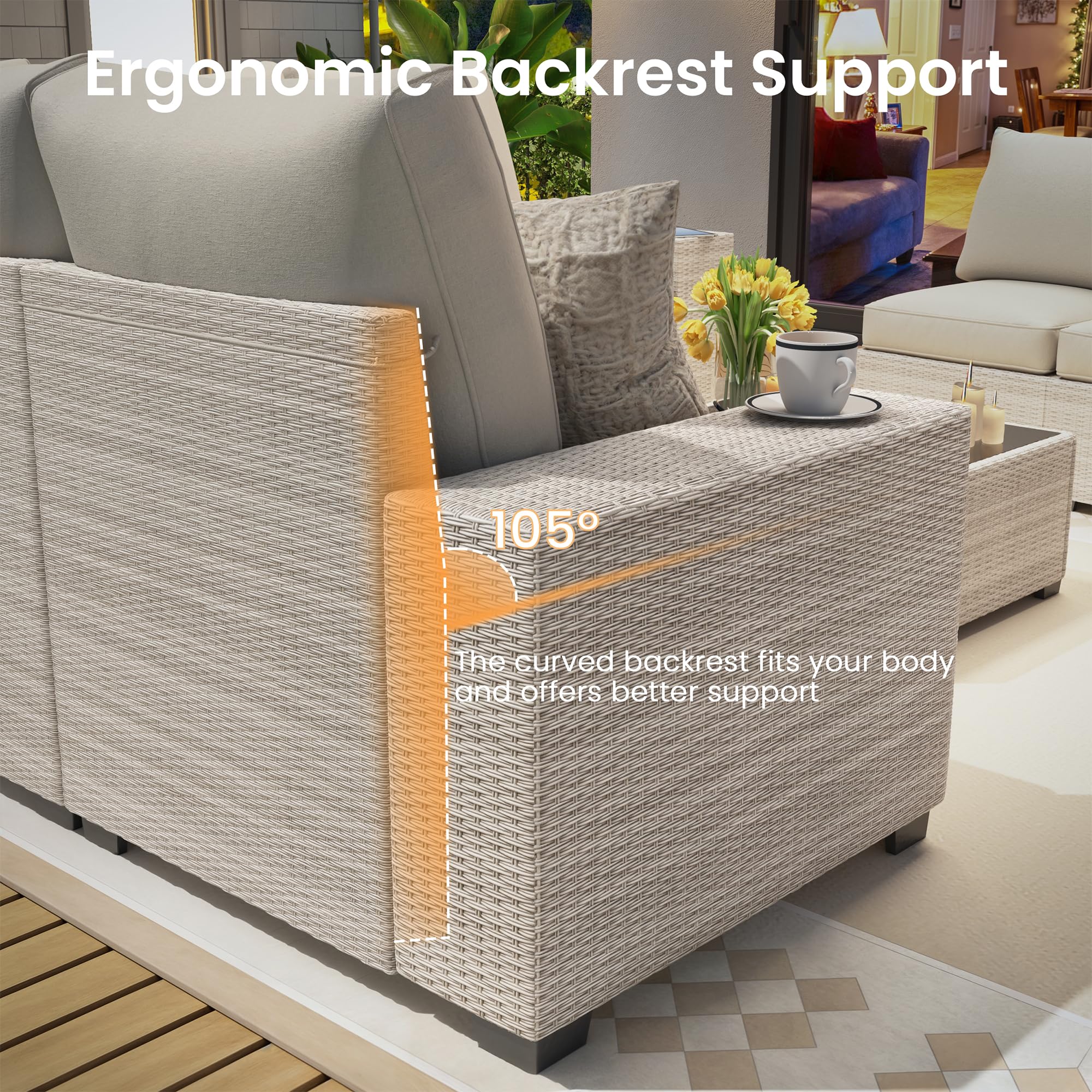 8 Piece Outdoor Patio Sectional Set with Cushions