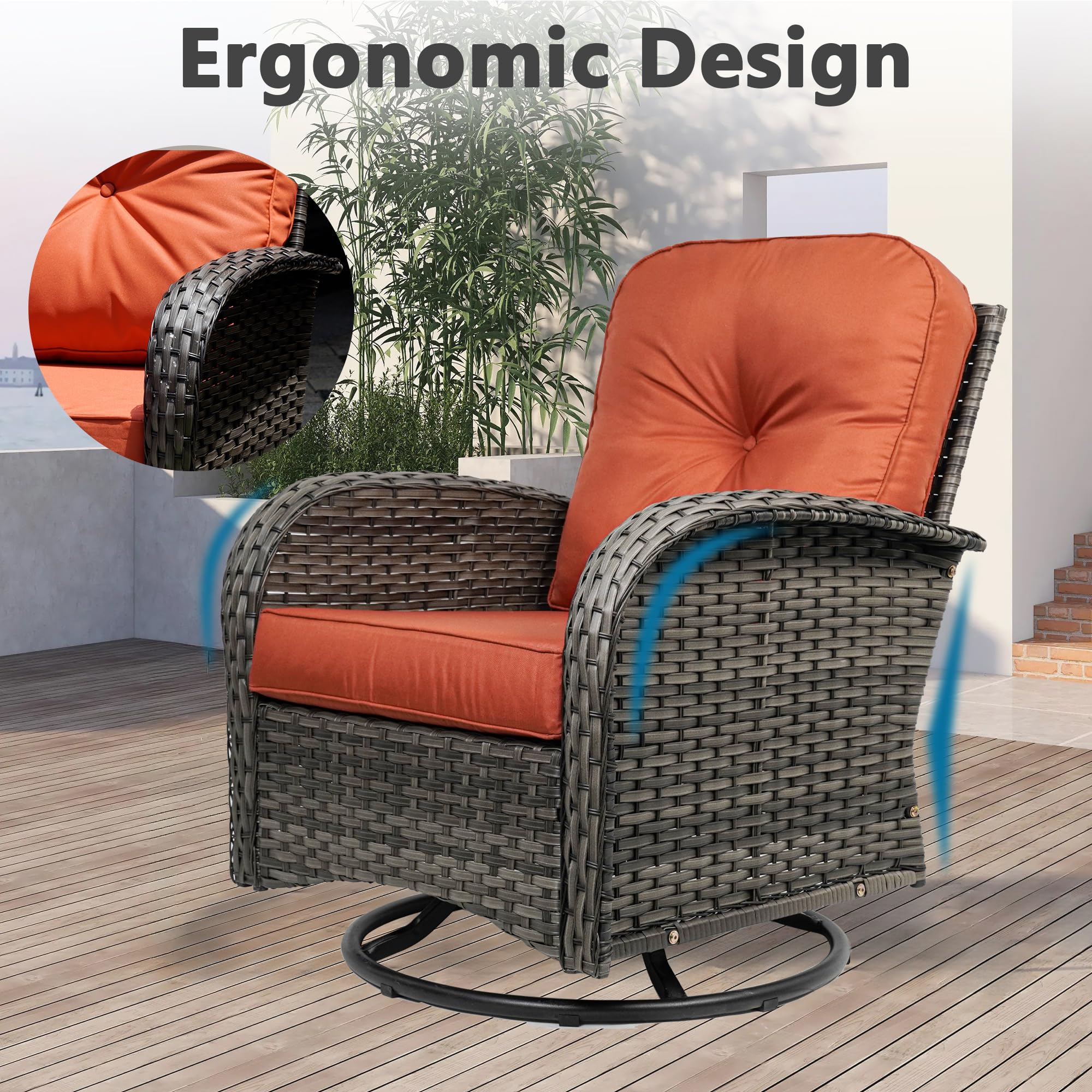 360° Swivel Rocker Patio Chairs Set of 2 with Cushions