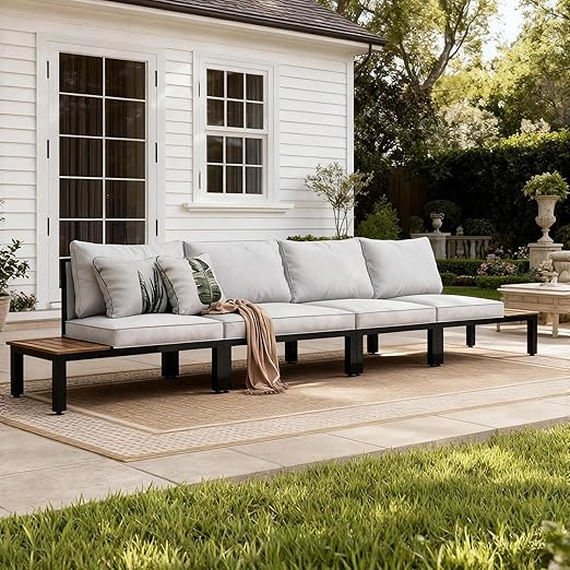 9-Piece Metal Outdoor Sectional Sofa Set with Coffee Table
