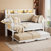 Twin Daybed with Pop-Up Trundle and LED Lights