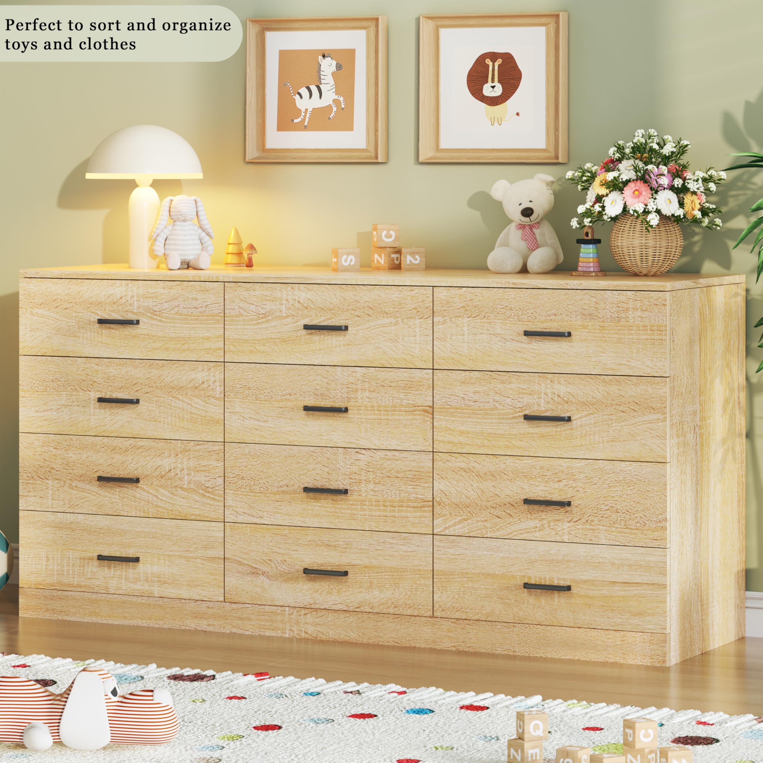 60 Inch 12 Drawer Dresser for Bedroom