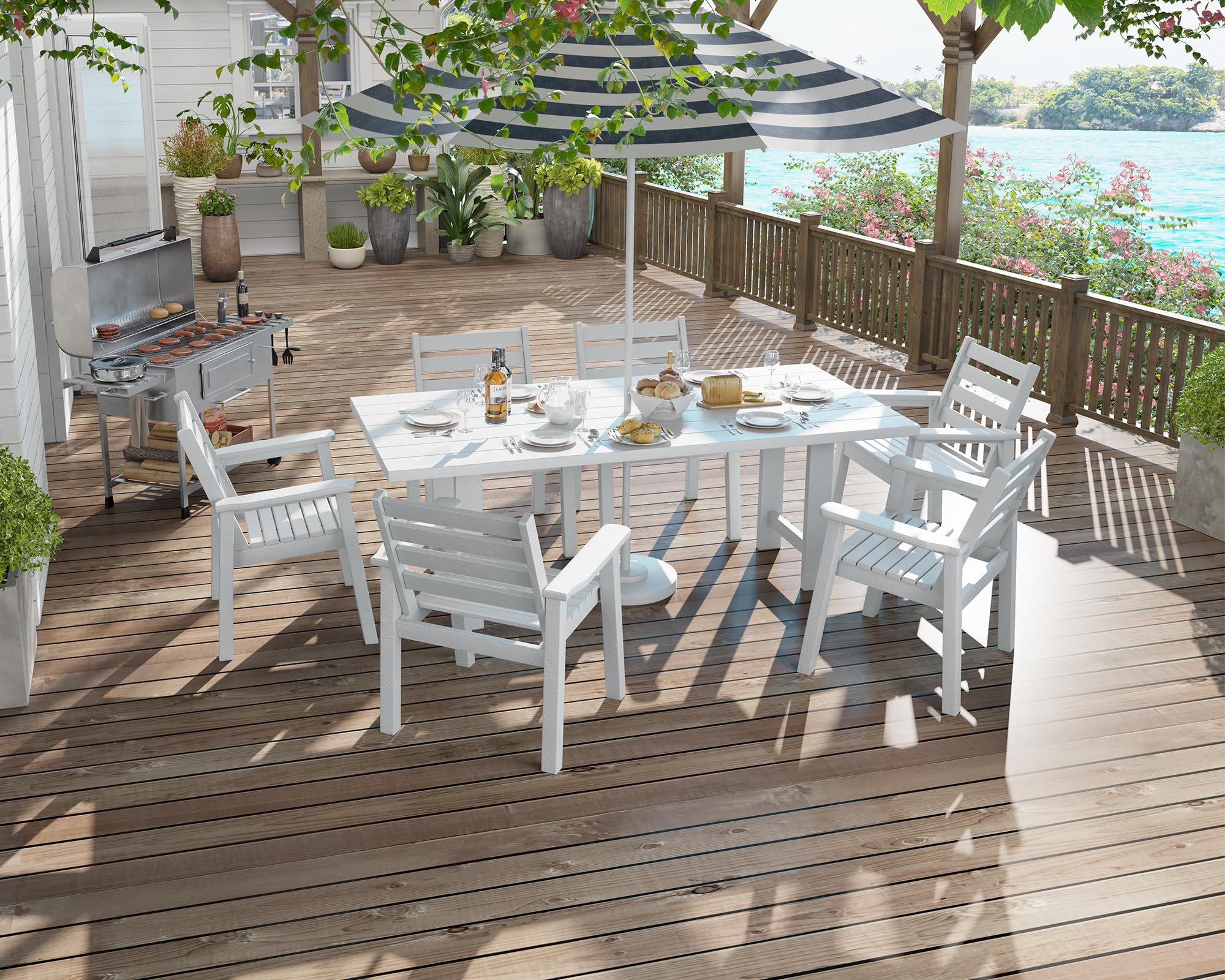 7-Piece HDPE Outdoor Dining Set with Umbrella Hole
