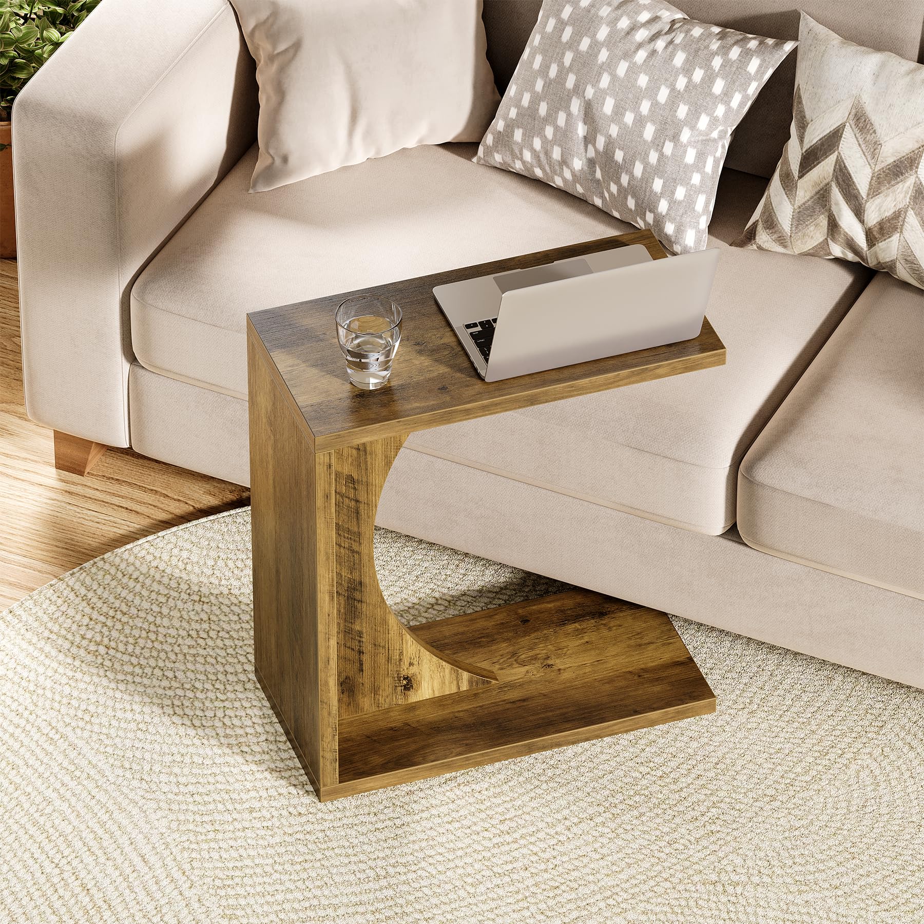 C-Shaped End Table for Sofa and Bedroom