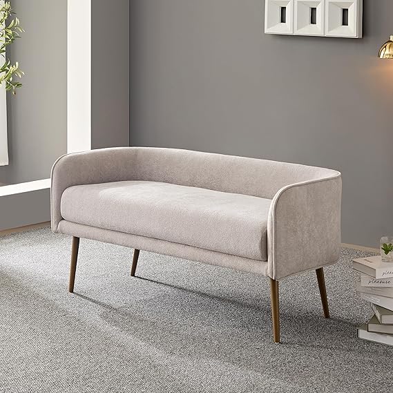 Upholstered Bedroom Bench with Backrest