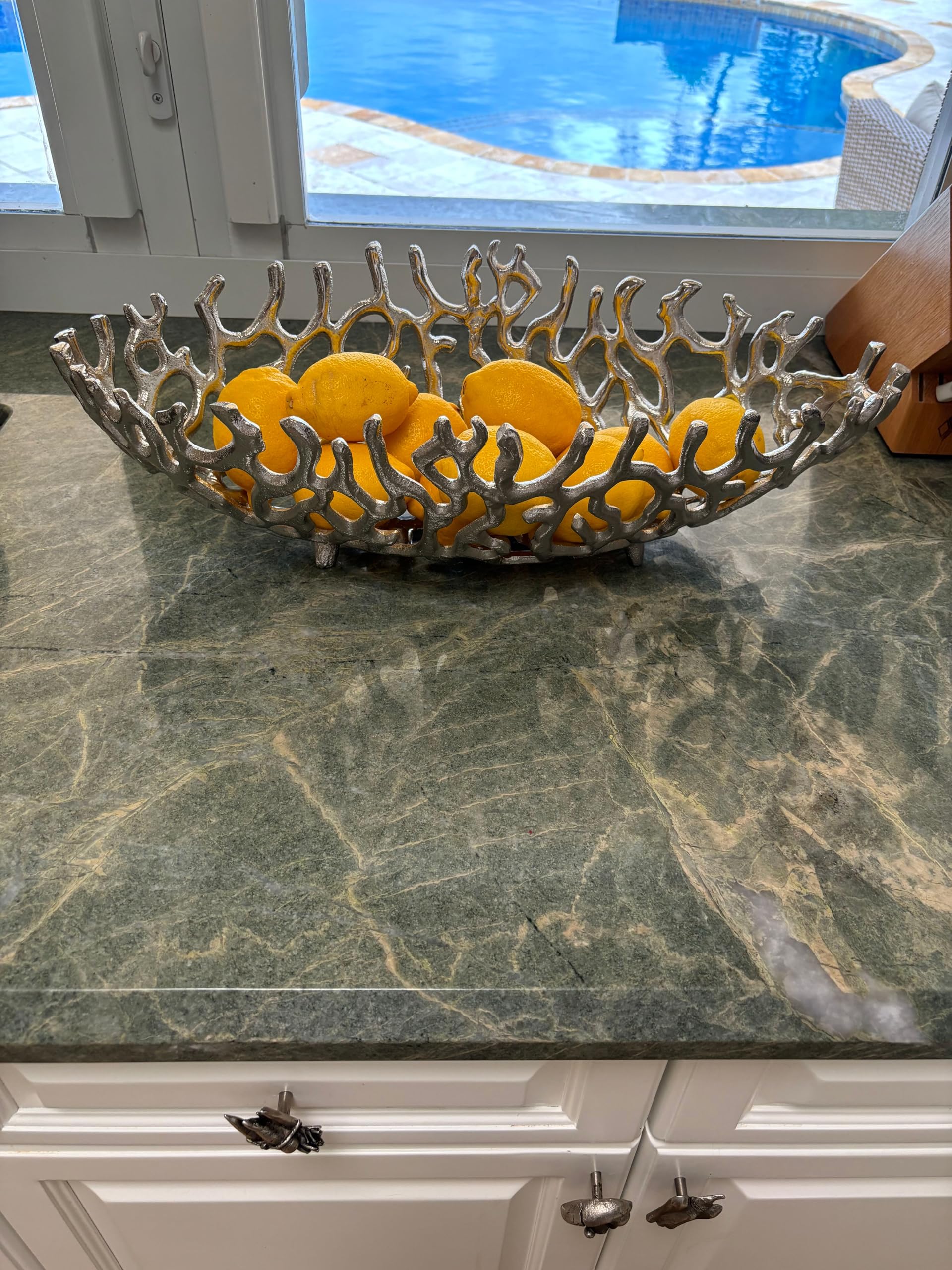 Coralino Oval Coral Bowl Silver 22.25in