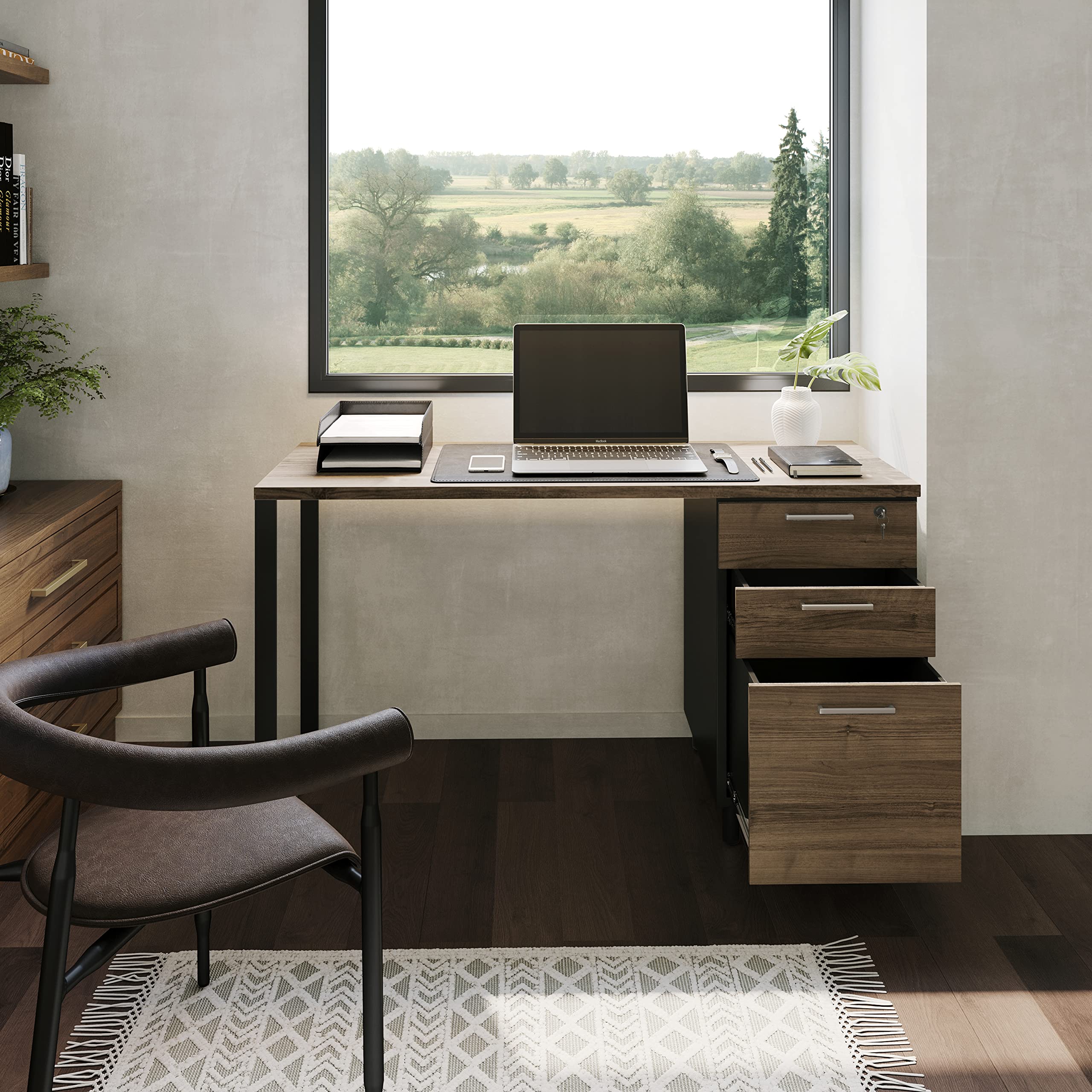 Milano Office Computer Desk with 3 Locking Drawers