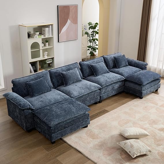 154" Modular Sectional Sofa Cloud Couch with Ottoman