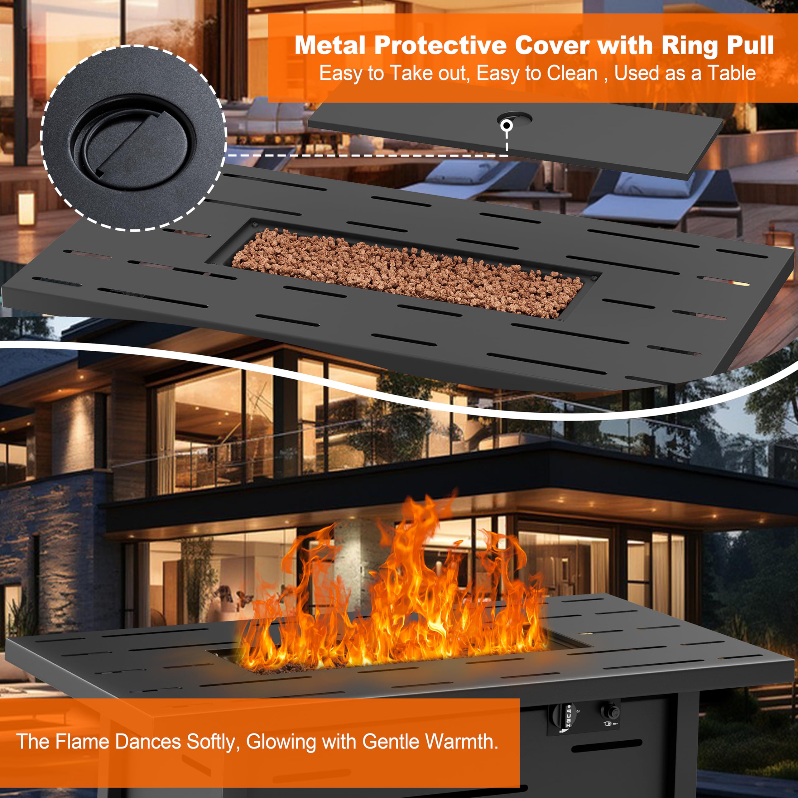 43 Inch Outdoor Propane Fire Pit Table