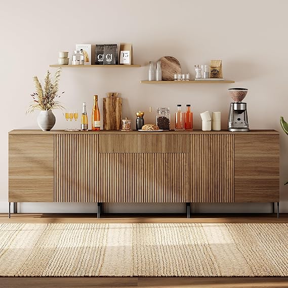 94.5" Fluted Buffet Sideboard Cabinet with Storage
