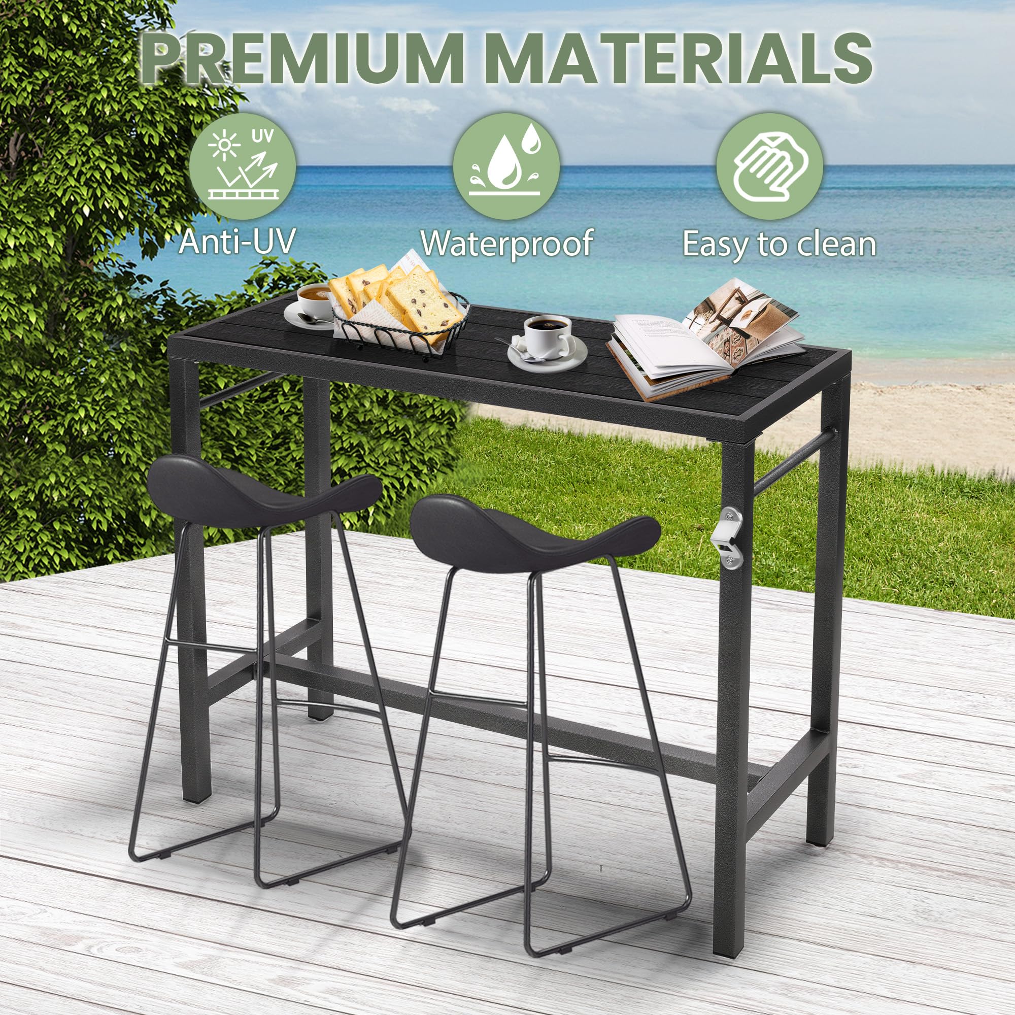 46" Outdoor Bar Table - Extra Wide Weatherproof Patio Pub Table
