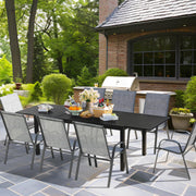 Expandable Aluminum Outdoor Dining Table with Umbrella Hole