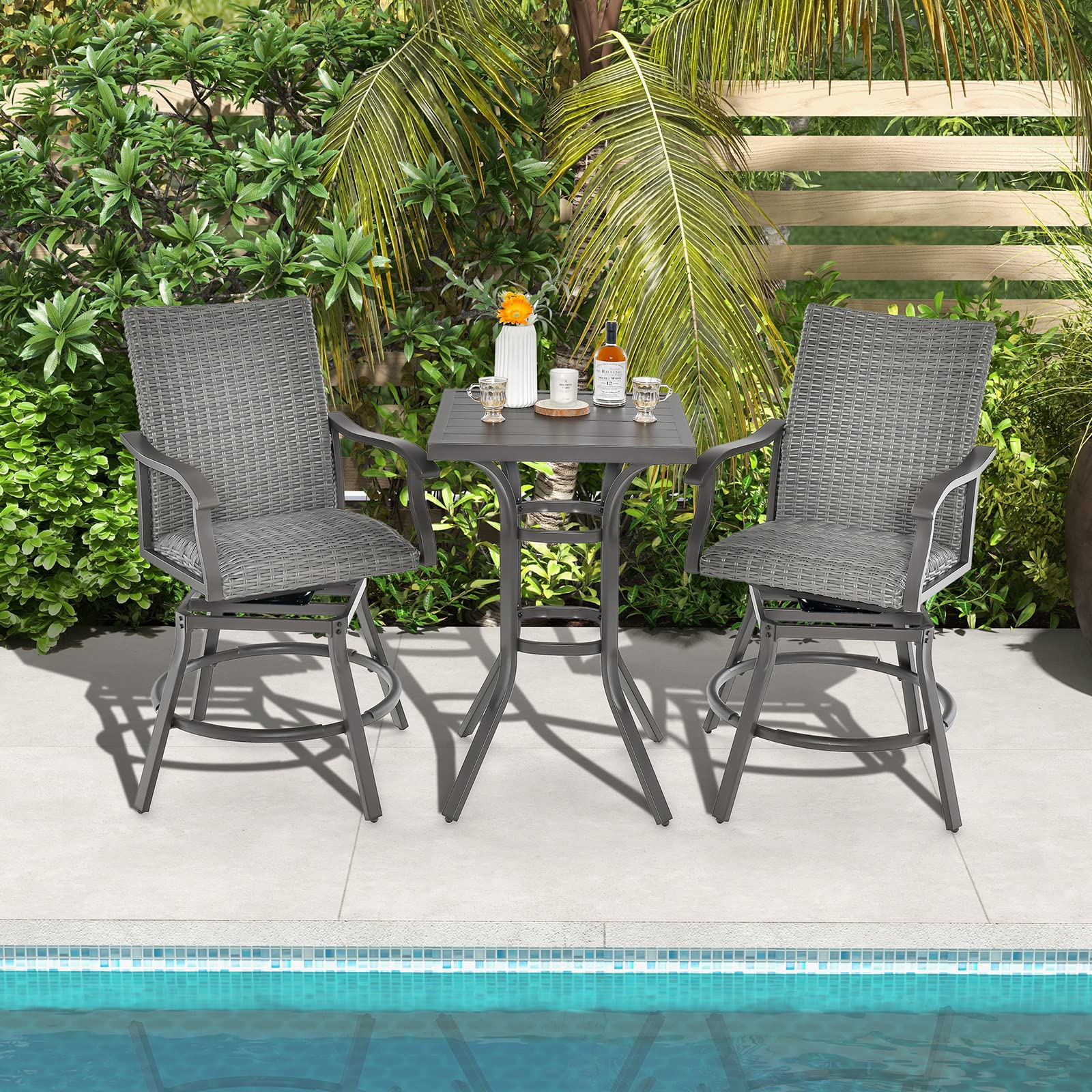 24 Inch Outdoor Bar Table with Aluminum Tabletop