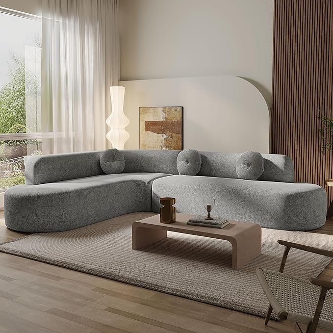 Curved Sectional Sofa L-Shaped 4 Seater