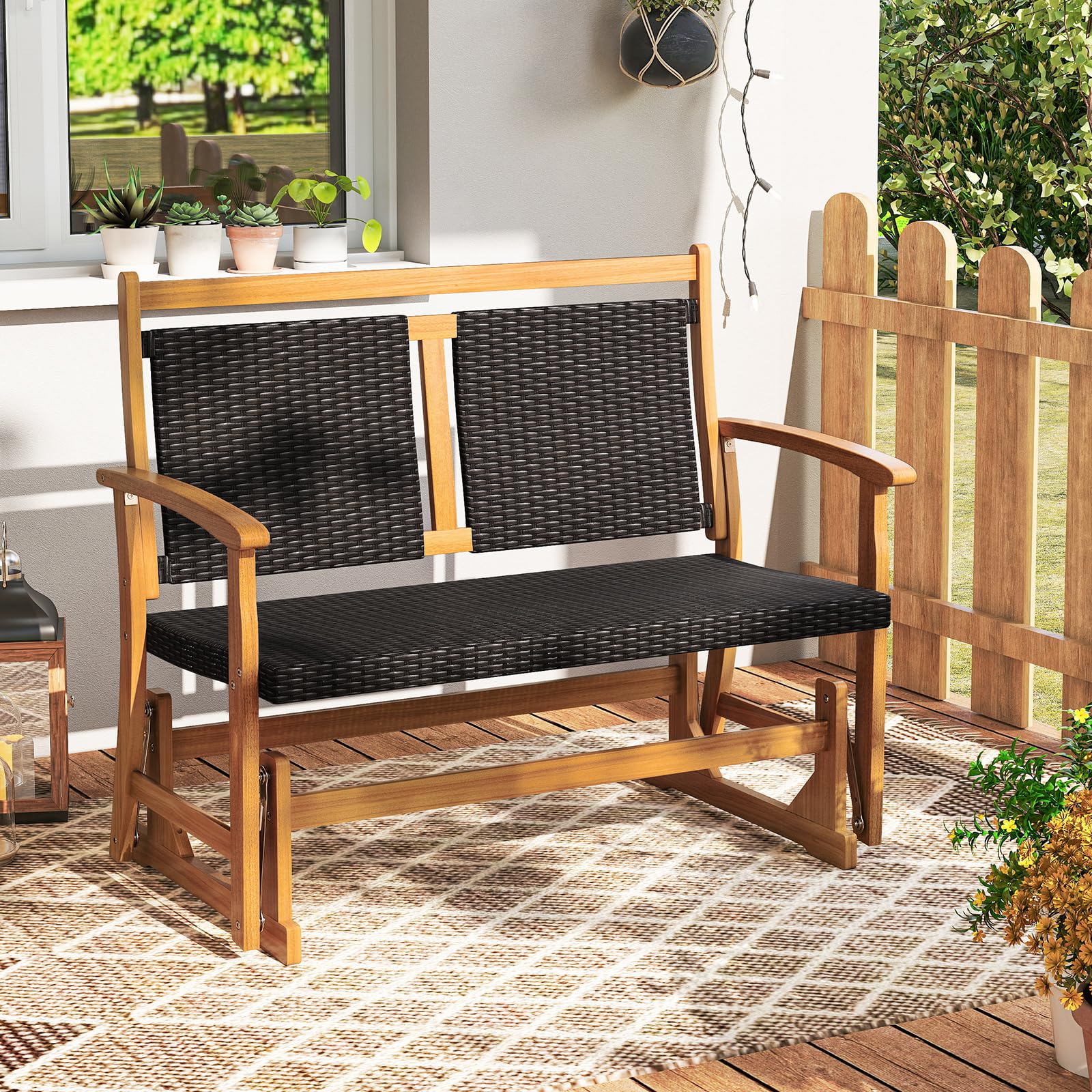 2-Person Wooden Outdoor Glider Bench
