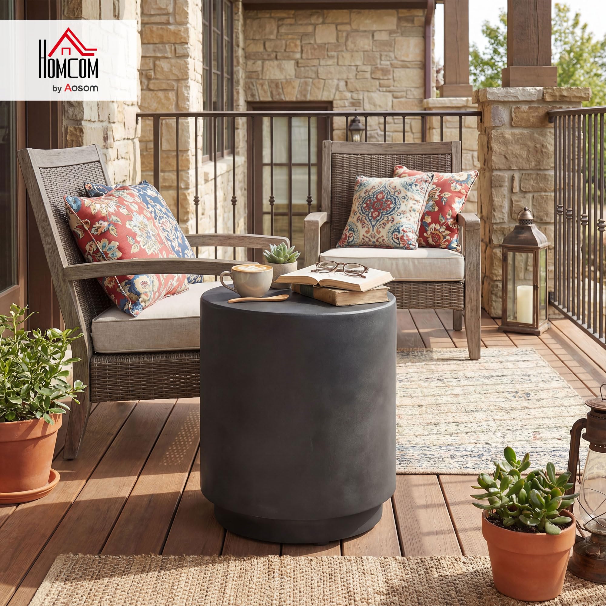 Round Side Table with Concrete Finish