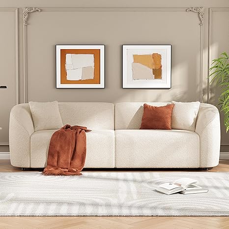 87.5" Curved Boucle Sofa