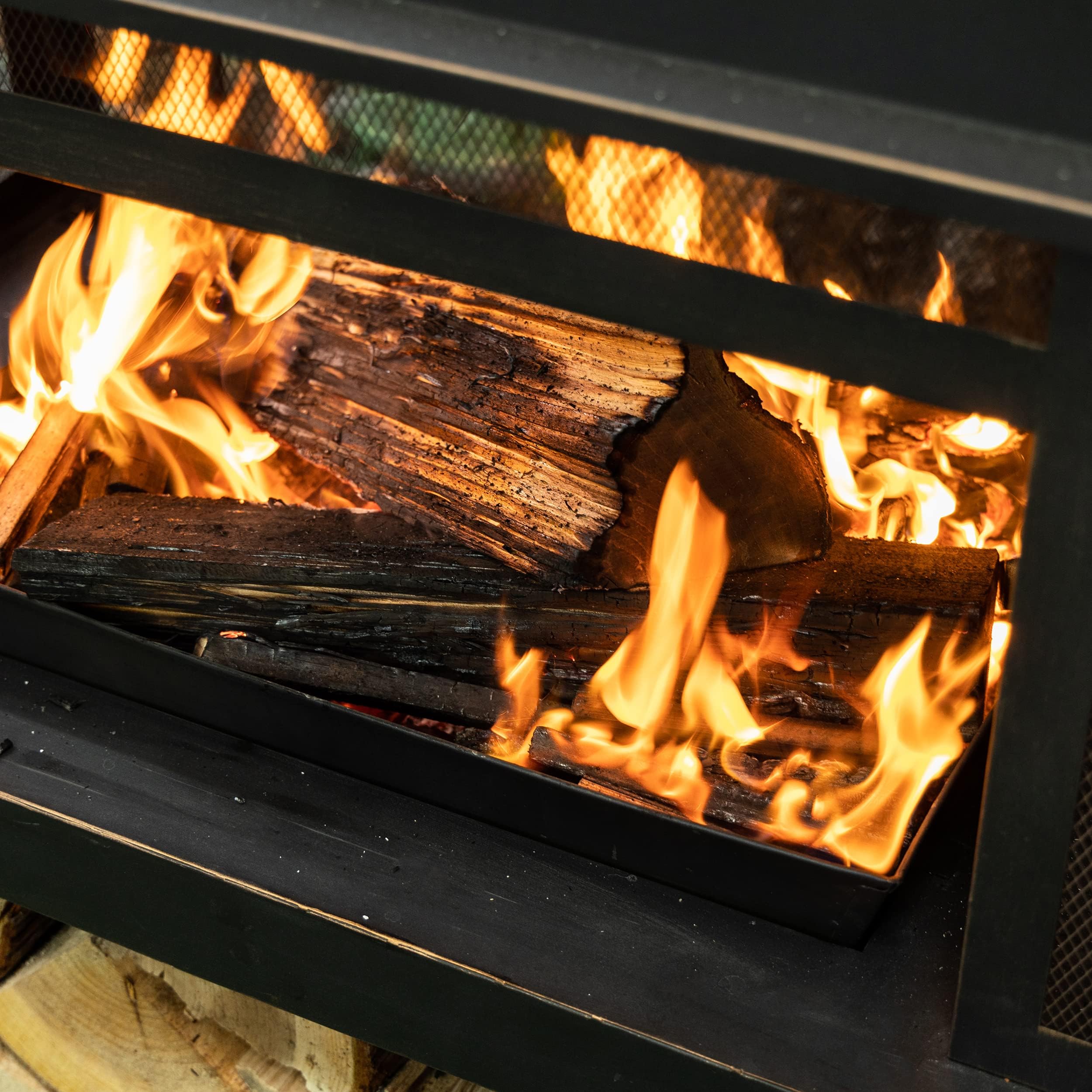 Outdoor Wood Burning Fireplace with Chimney and Grill