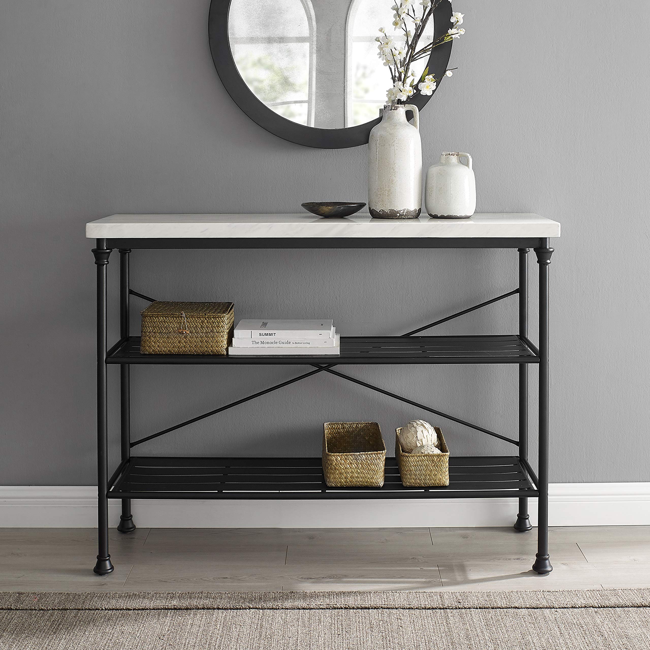 Madeleine Sofa Console Table with Storage Shelves