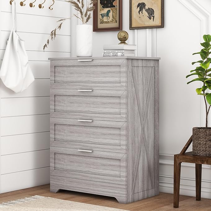 Modern 4 Drawer Dresser with Rose Gold Handles