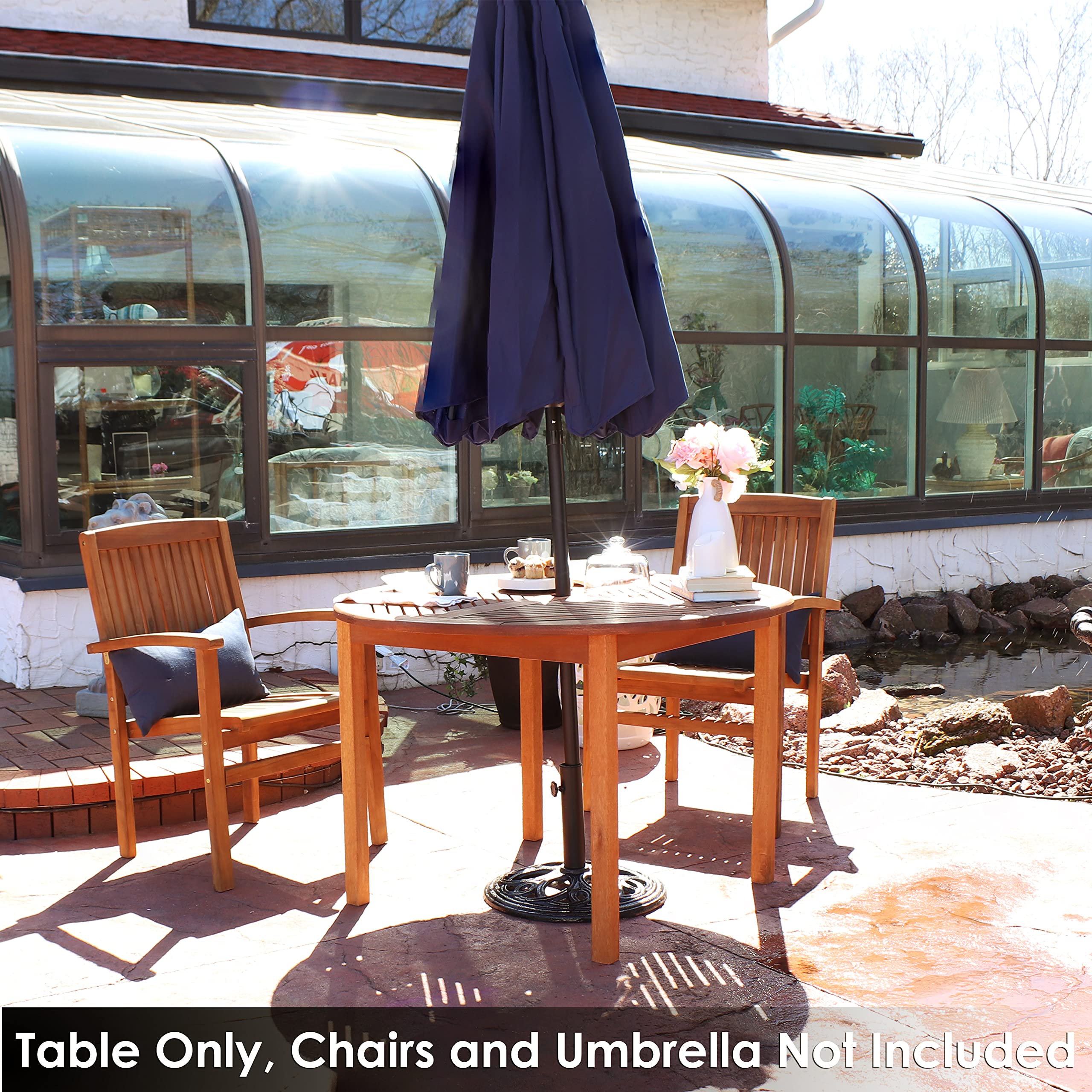 Round Outdoor Dining Table with Umbrella Hole
