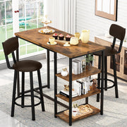 3-Piece Pub Dining Table Set with Storage