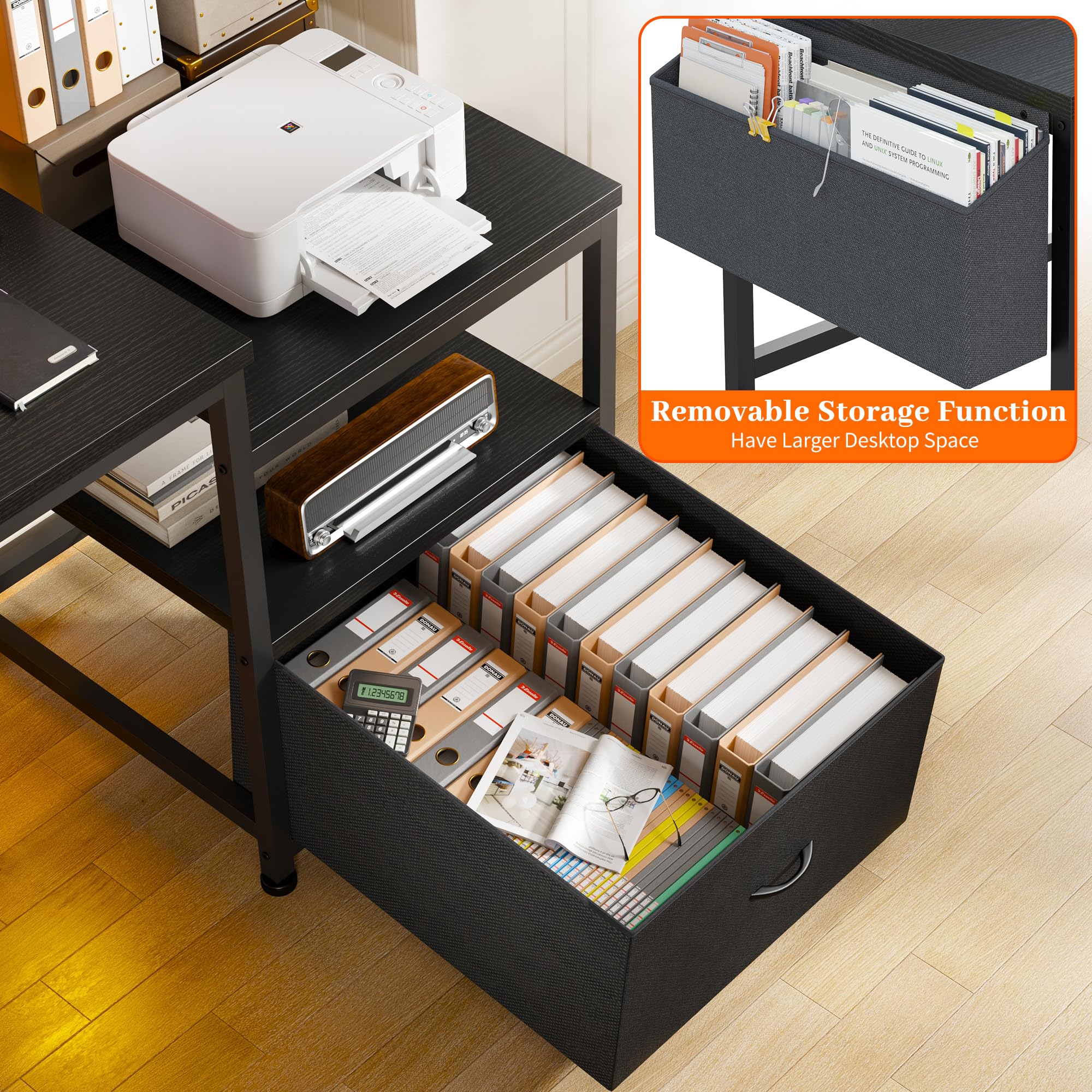 57" Computer Desk with Drawers and Power Outlets