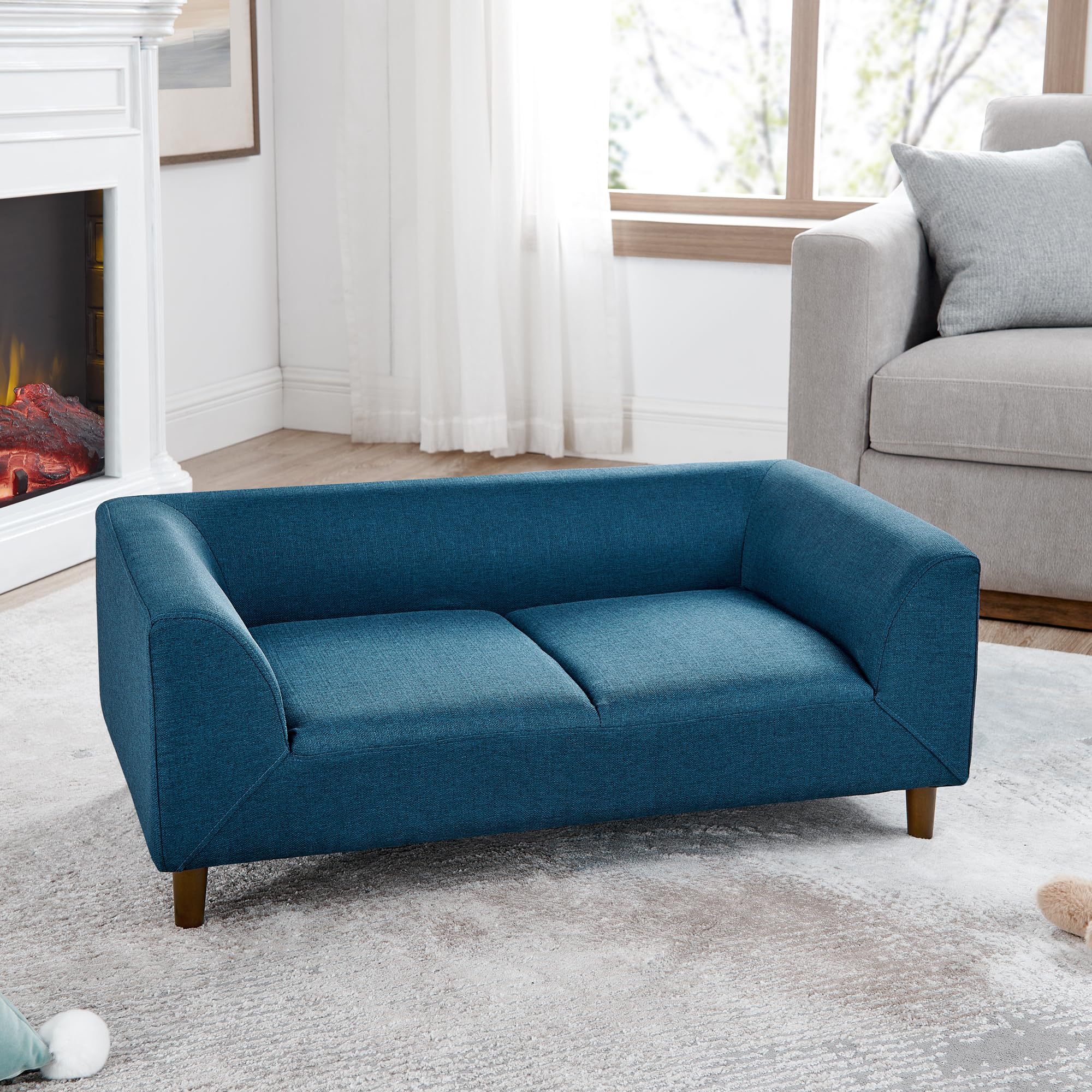 Elevated Dog Sofa with Backrest and Armrests