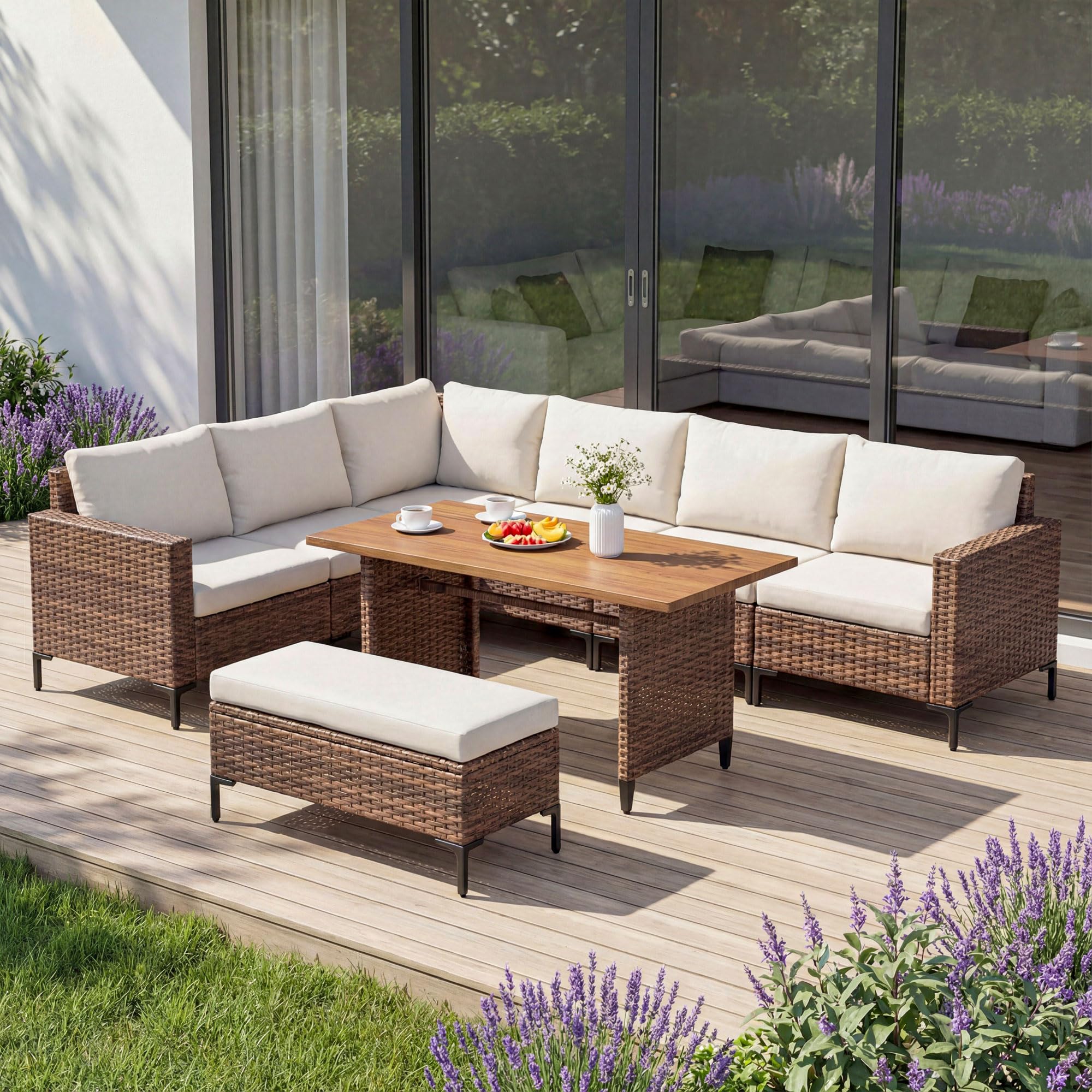 8-Piece Outdoor Patio Furniture Set with Adjustable Backrests