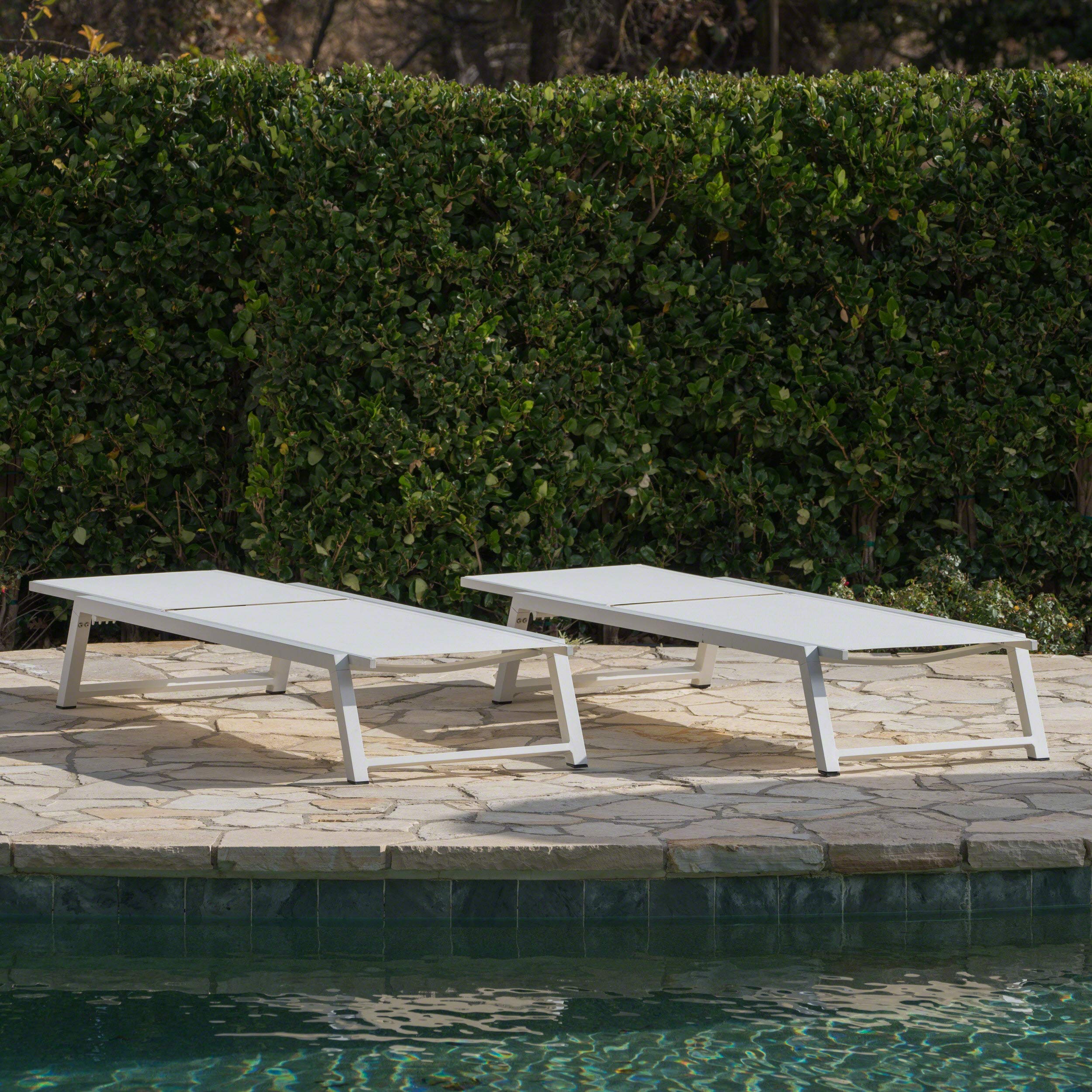 Outdoor Mesh Chaise Lounges Set of 2