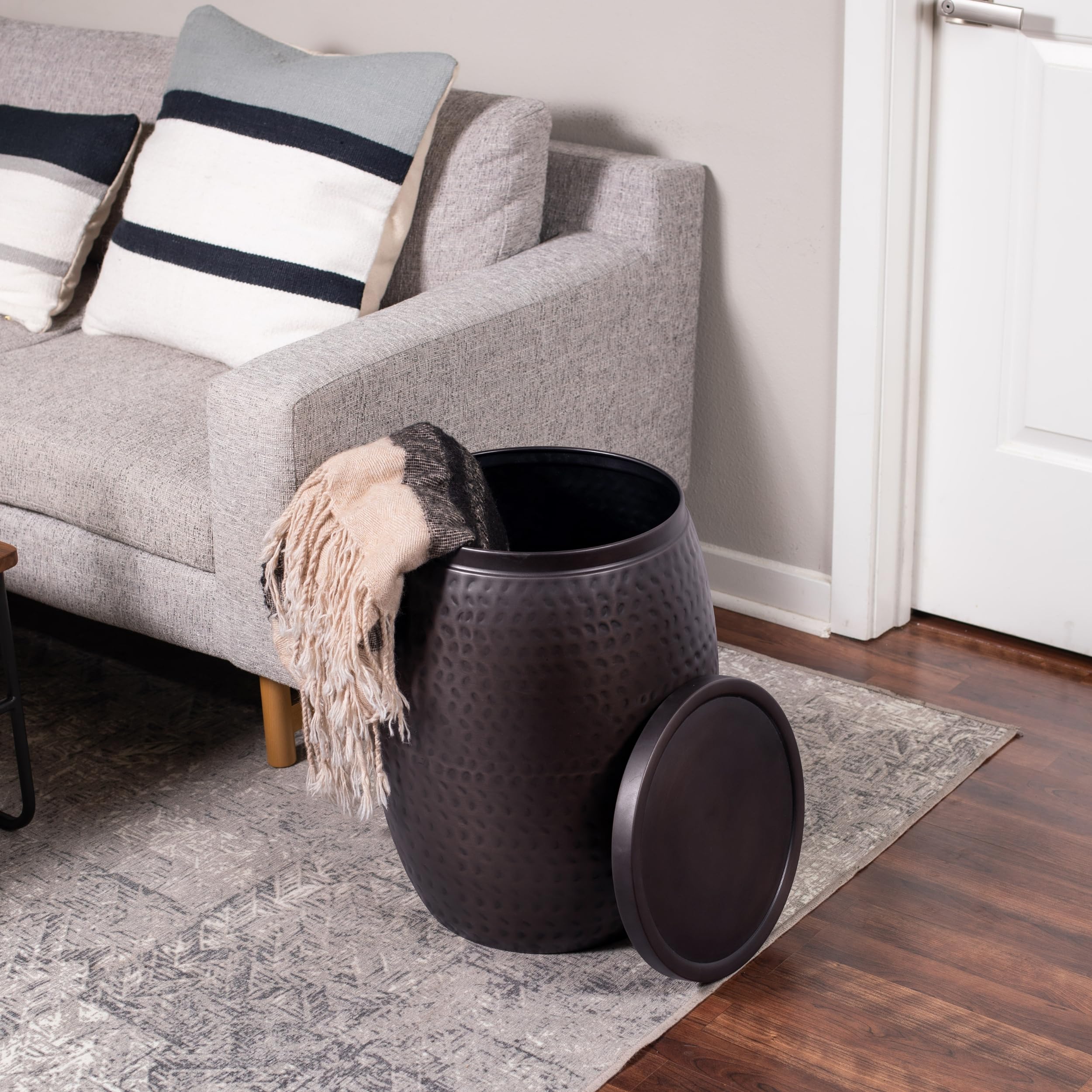 Iron Storage Side Table with Removable Lid