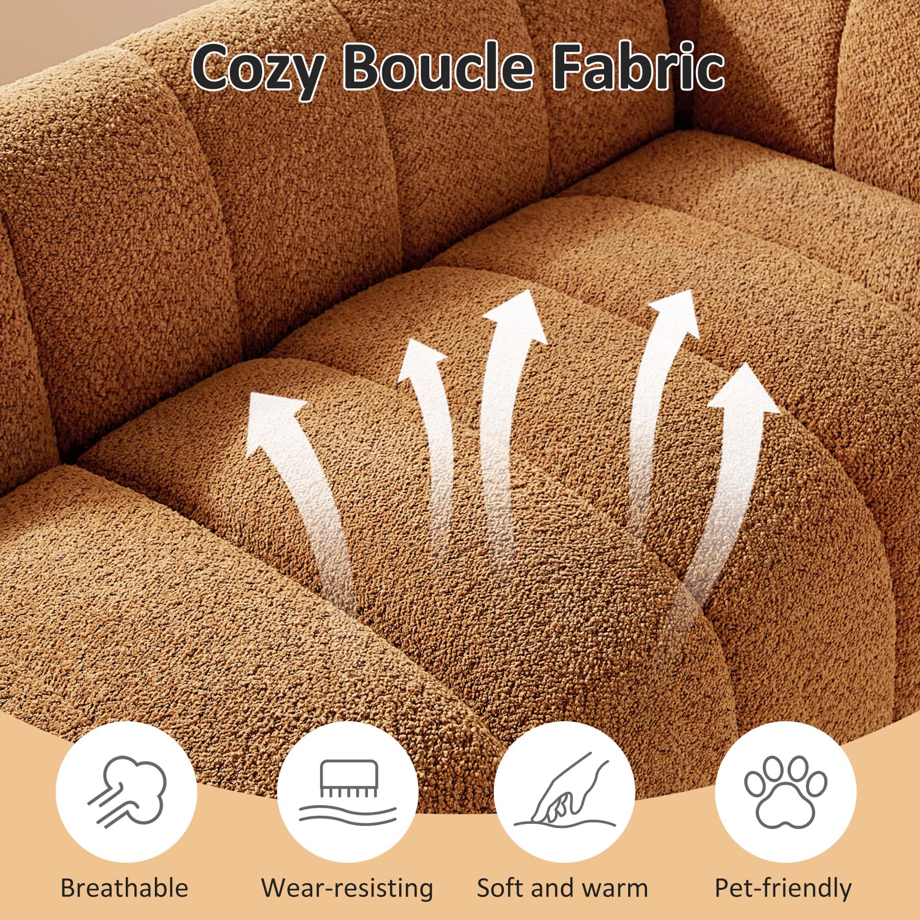 82.68" Oversized Boucle Cloud Sofa - 3 Seater