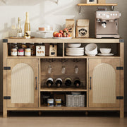 Farmhouse Wine Bar Cabinet with Adjustable Storage