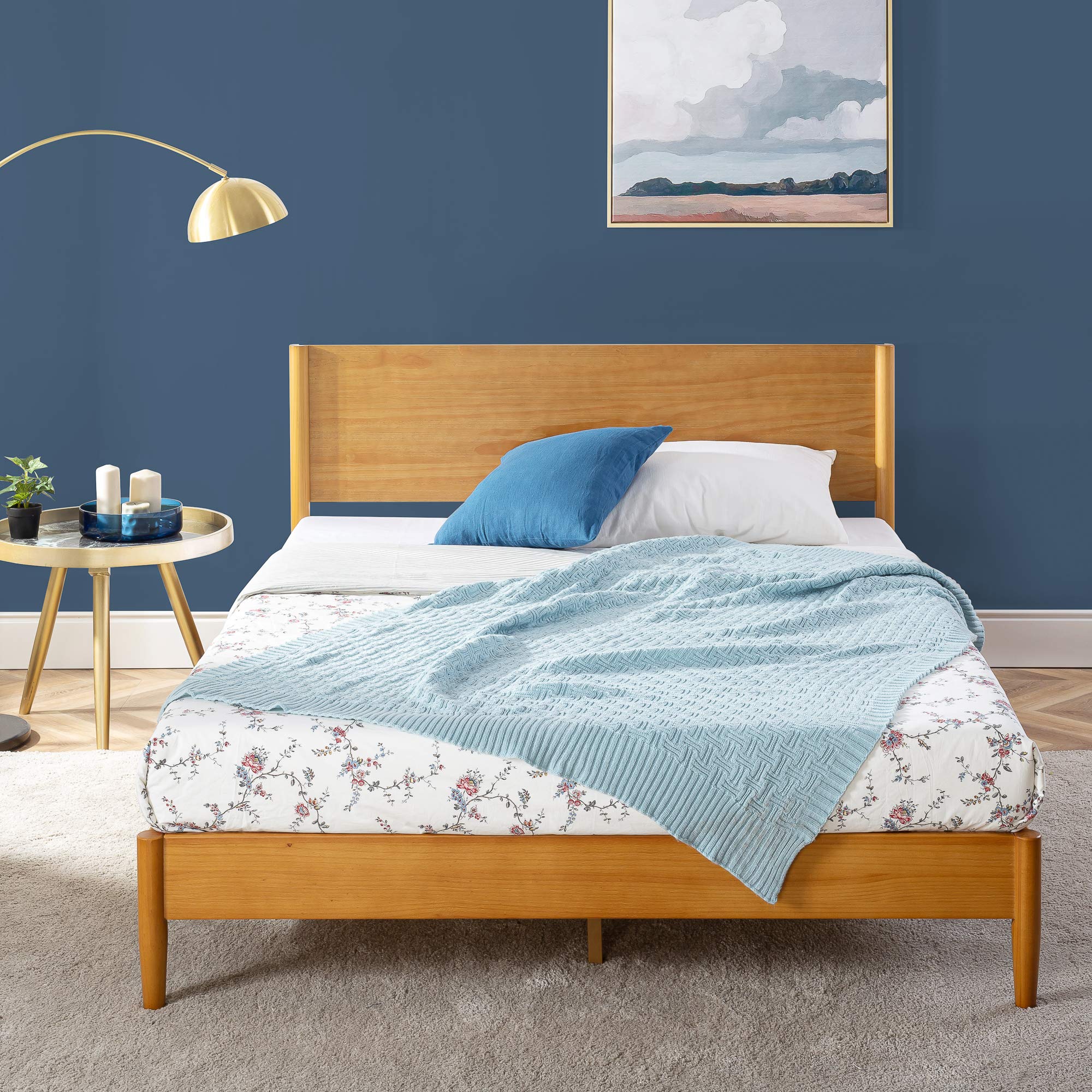 Mid Century Wood Platform Bed Frame Queen