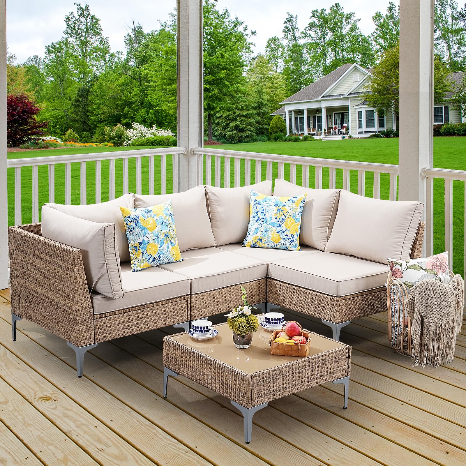 5-Piece Patio Furniture Set with Coffee Table