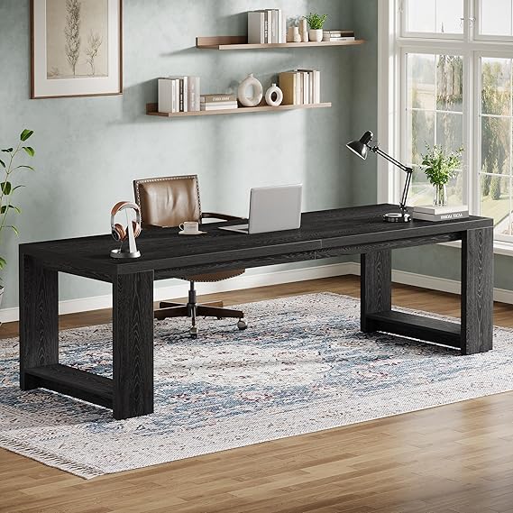Two-Person Executive Desk 86.6" Rustic Brown