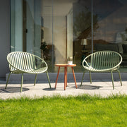 3-Piece Patio Bistro Set with Orange Table and Green Chairs