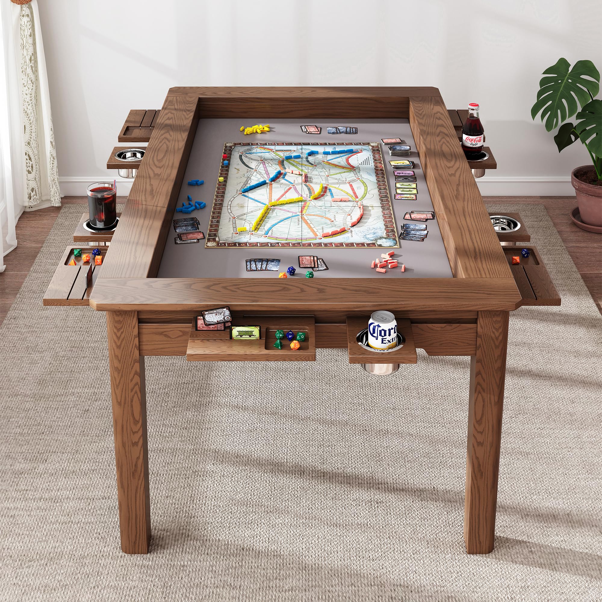 64" Solid Wood Board Game Table with Removable Top