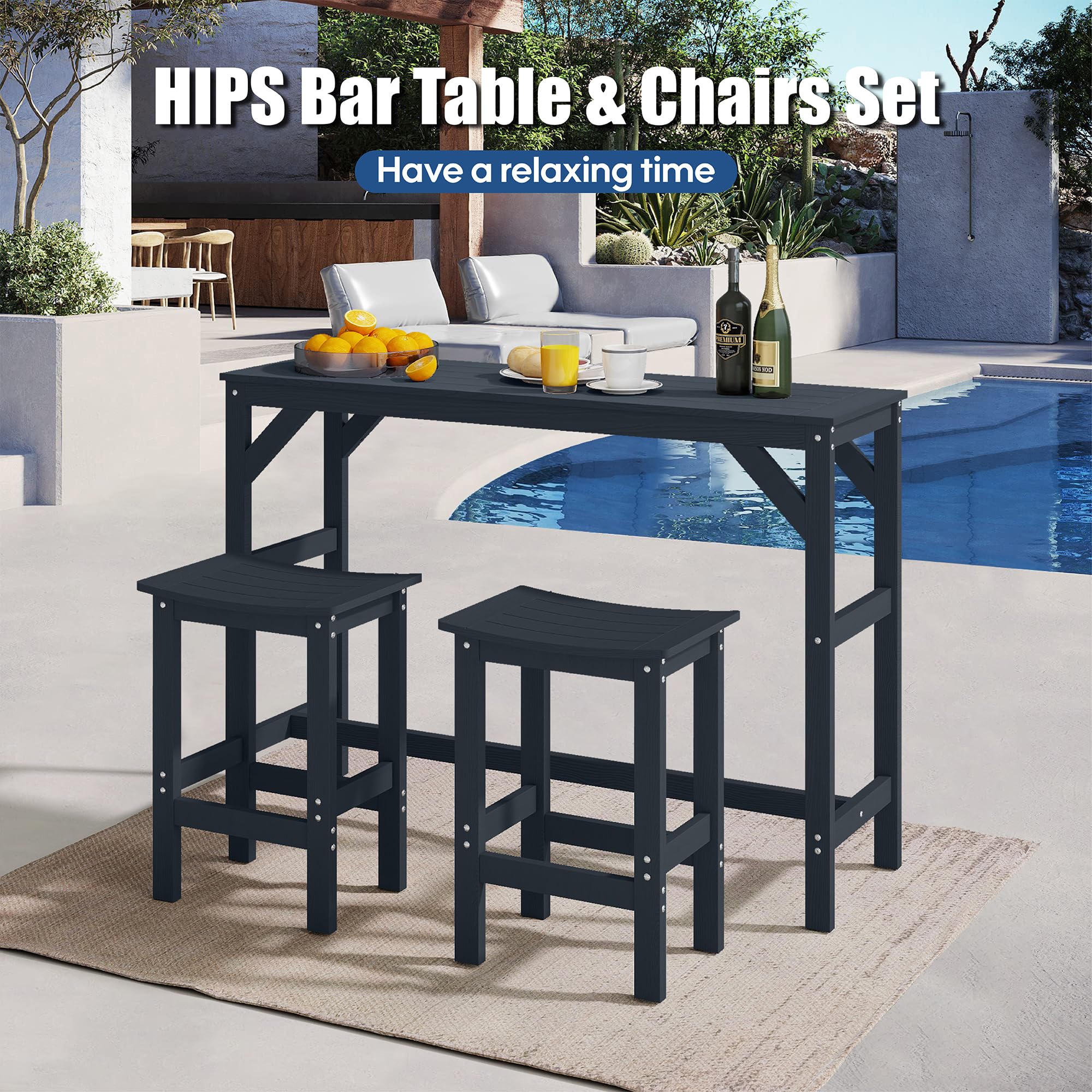 3-Piece Outdoor Patio Bar Set with Stools