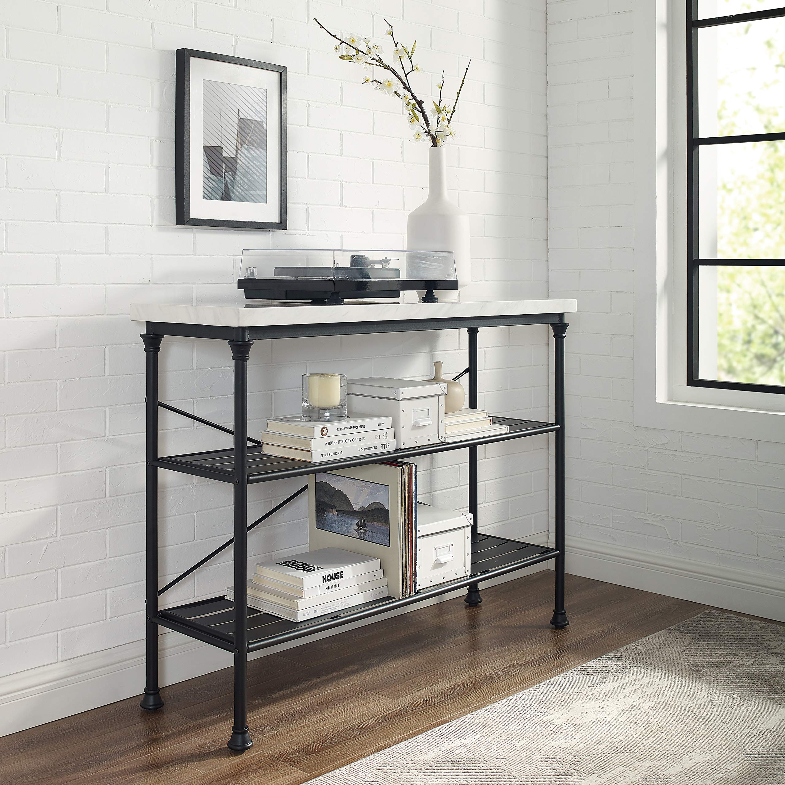 Madeleine Sofa Console Table with Storage Shelves