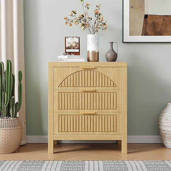 3 Drawer Dresser Farmhouse Fluted Chest