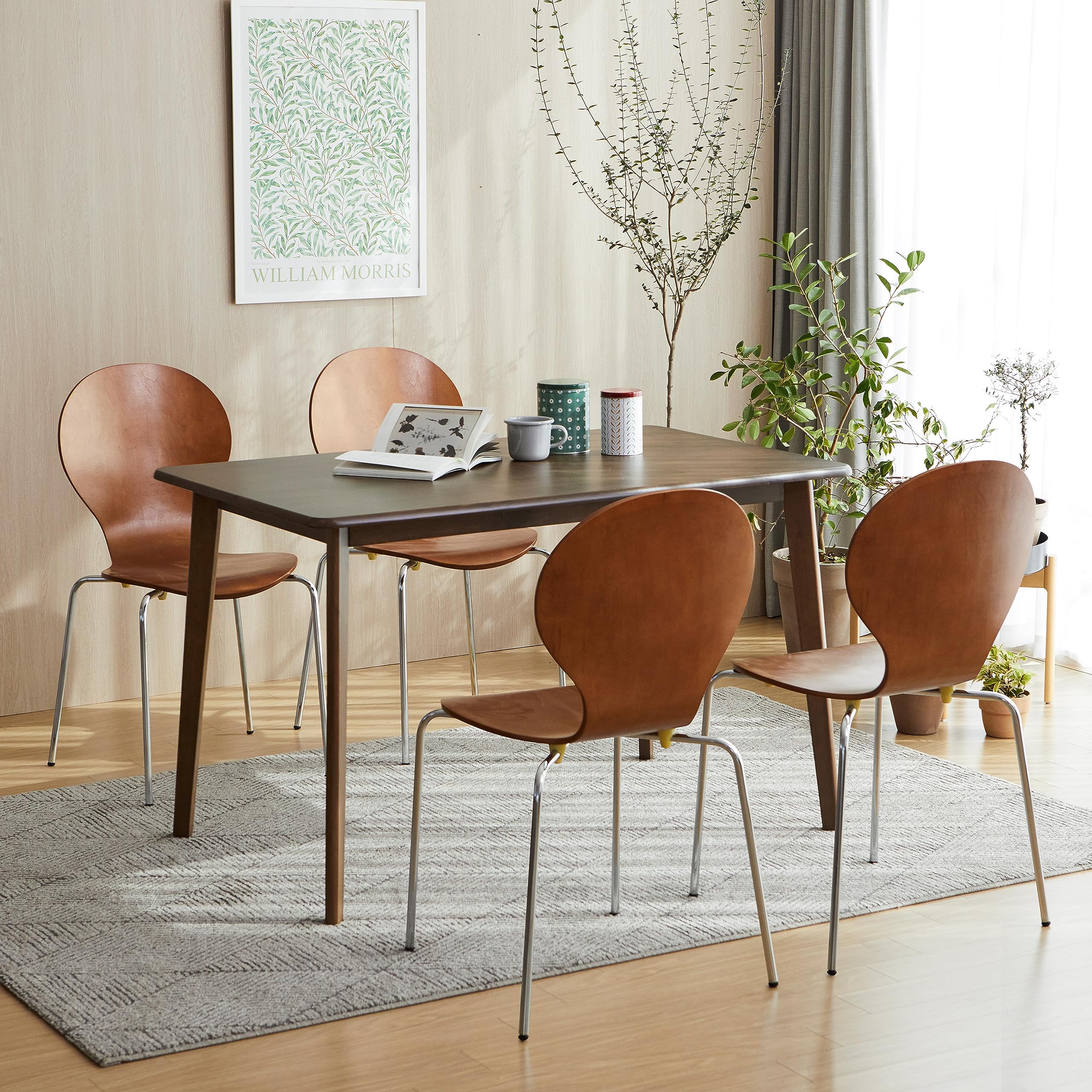 Mid-Century Modern Wooden Dining Chairs Set of 2