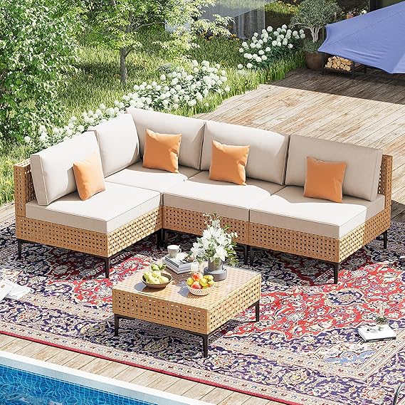 7-Piece Outdoor Sectional Patio Furniture Set with Cushions