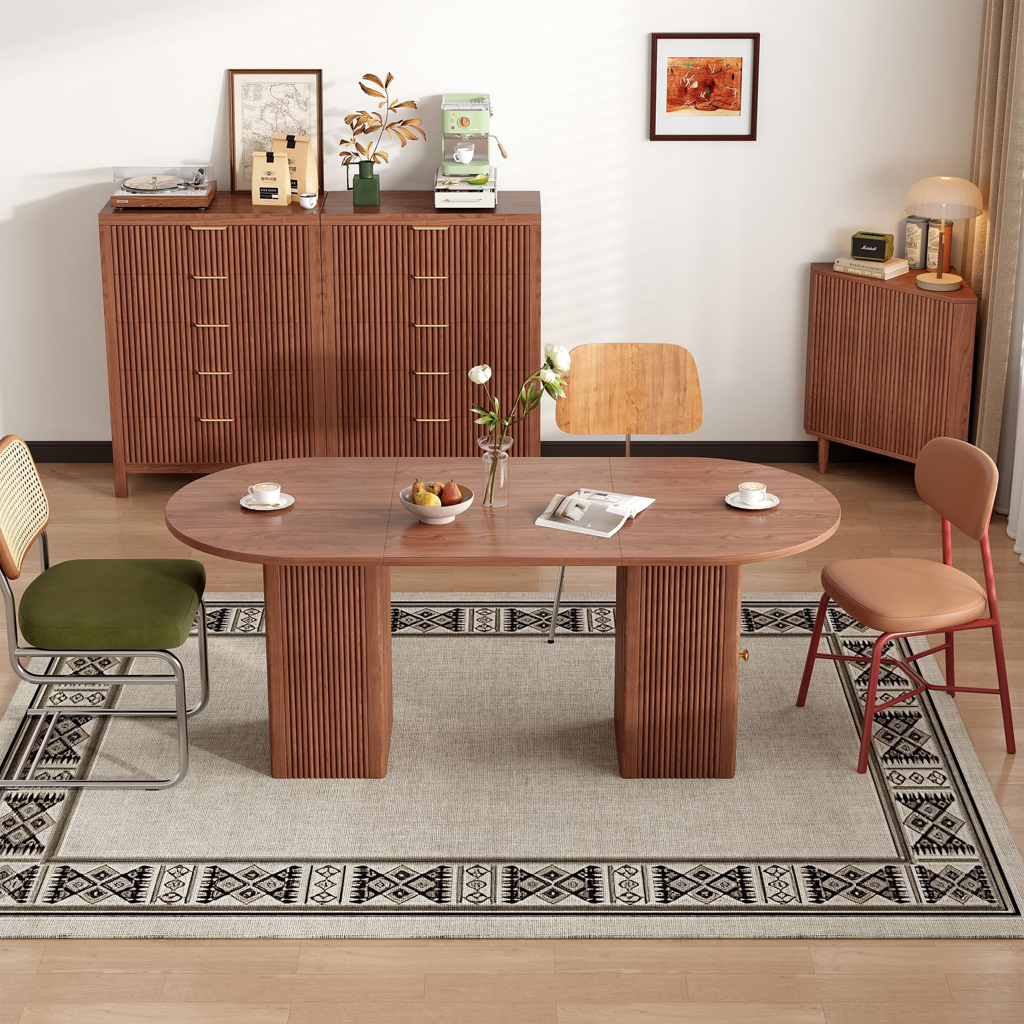 70.87 Inch Round Dining Table with Storage Shelf
