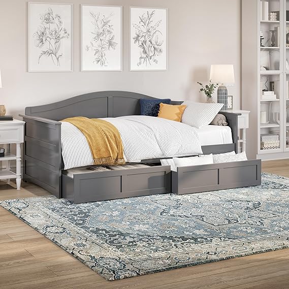Acadia Twin Wood Daybed Frame with 2 Storage Drawers