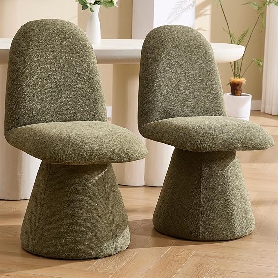 Swivel Dining Chairs Set of 6 Mid Century Modern High Back Chenille Upholstered
