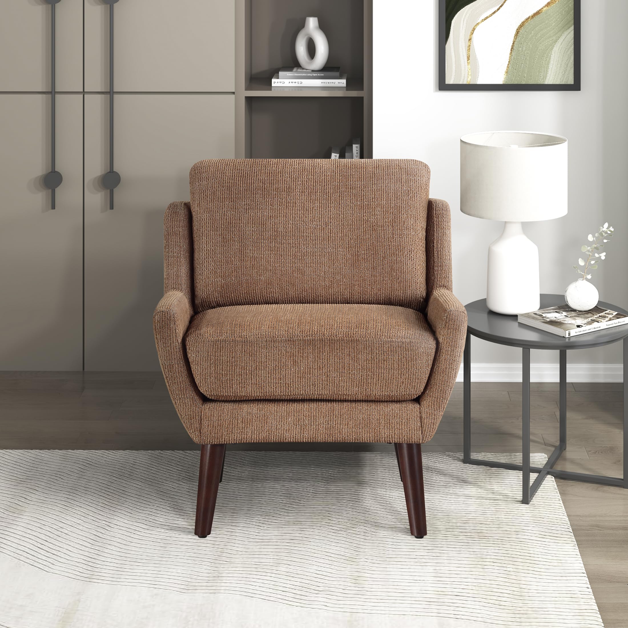 Orange Chenille Wingback Accent Chair