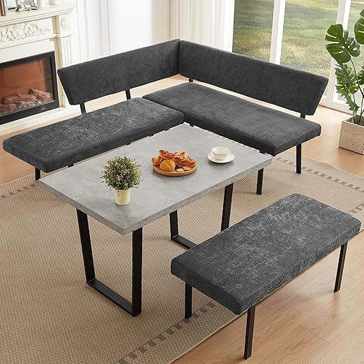 3-Piece Corner Dining Table Set with Bench