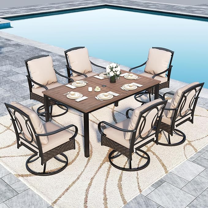 8-Piece Metal Outdoor Dining Set with Swivel Chairs