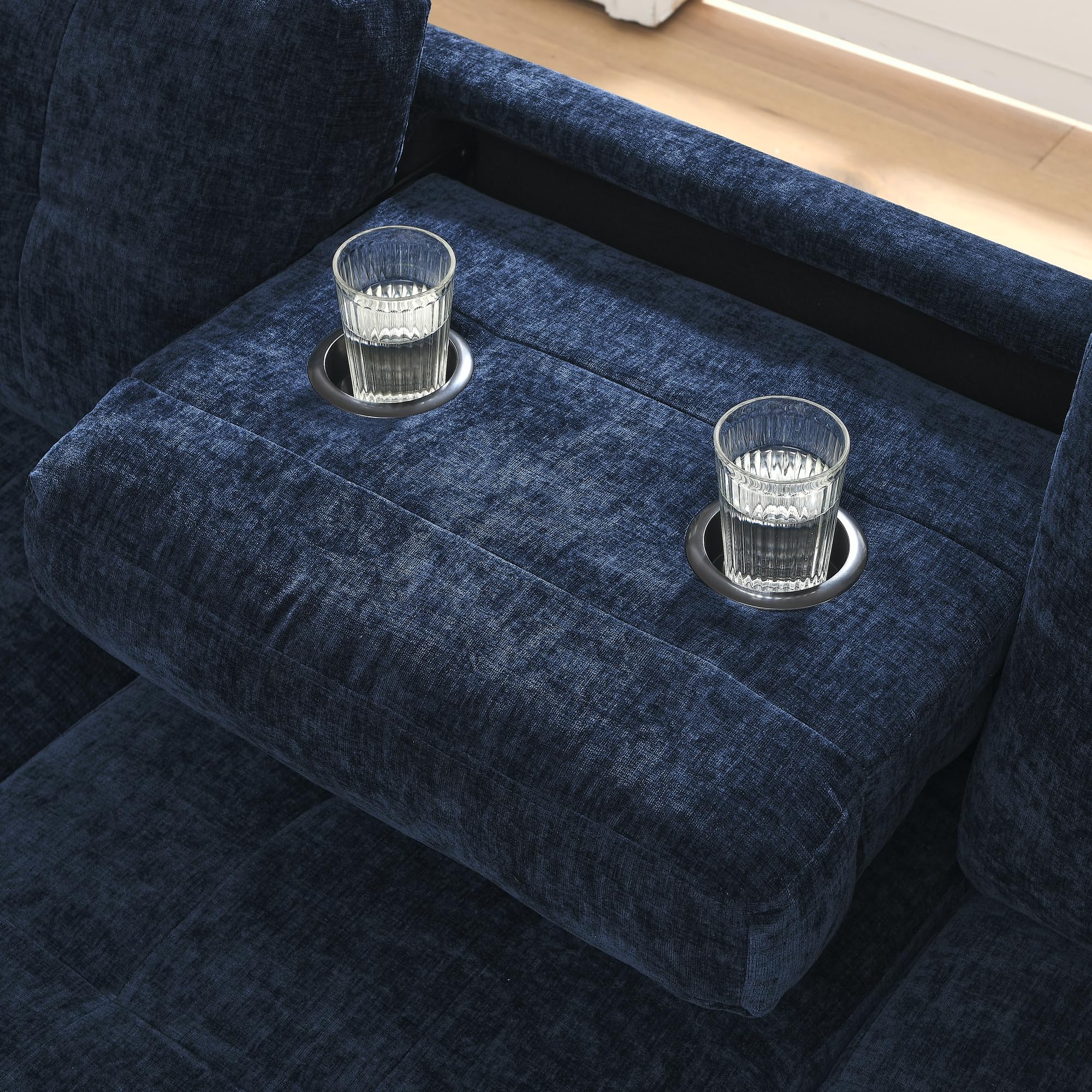 L-Shape Sectional Sofa with Reversible Chaise and Storage Ottoman